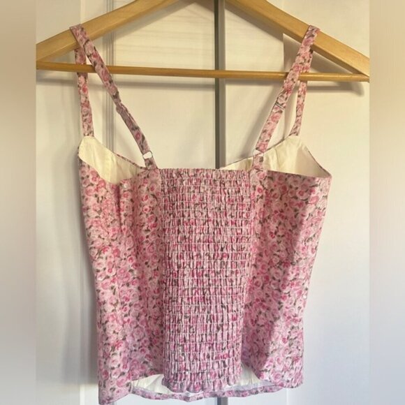 NEW Reformation Hattie Linen Top in Rosin Pink Floral | size 0 - Picture 8 of 12